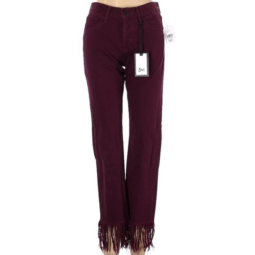 ♡♡ 3x1 NYC Mamba Straight Fringe Crop Denim Jeans